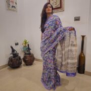 Light Chanderi saree Sadabahar Bagru print