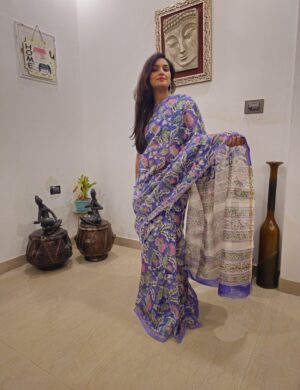 20240907_192759 Light Chanderi saree Sadabahar Bagru print