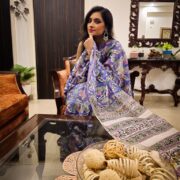 Elegant Chanderi saree with Bagru motifs