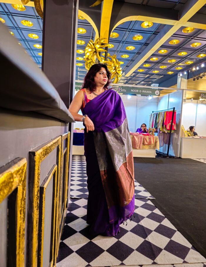 20241017_172446 Purple Khadi Cotton Saree