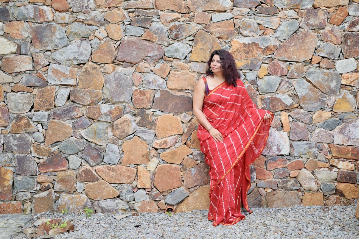 3B9A6537 Chingaari Chanderi Bandhej Saree