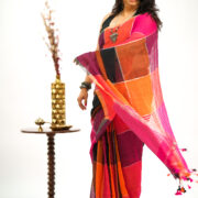 Red Ethnic Linen Saree