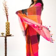 Elegant Red Linen Saree