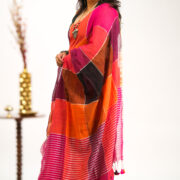 Traditional Red Linen Saree