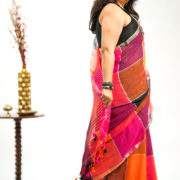 Red Linen Saree Zari