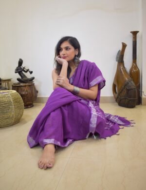 Scorpio- Purple Linen Handloom Saree