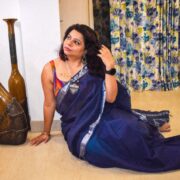 Pisces Blue Linen Handloom Saree