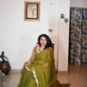 Capricorn Olive Green Linen Saree