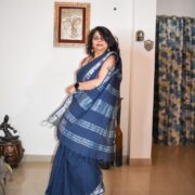 Pisces Blue Linen Saree