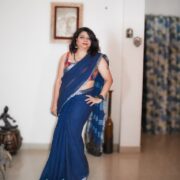 Elegant Blue Linen Saree