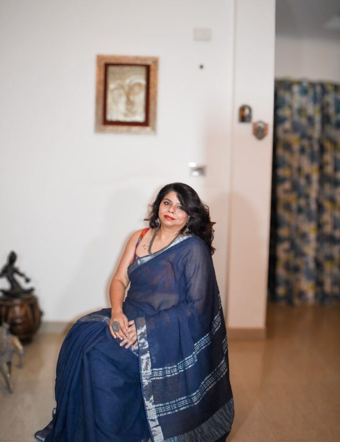 DSC_0401 Pisces Blue Handloom Saree