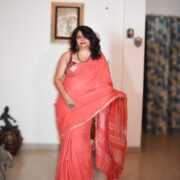 Lightweight Peach Linen Saree