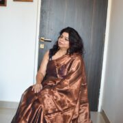 Traditional saree in tissue silk, kanse rangi toneTraditional saree in tissue silk, kanse rangi tone