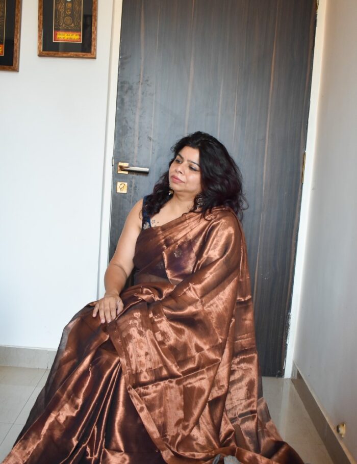 DSC_0439 Traditional saree in tissue silk, kanse rangi toneTraditional saree in tissue silk, kanse rangi tone