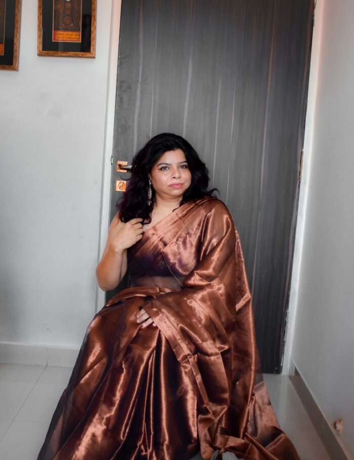 DSC_0441 Handwoven tissue silk saree in kanse rangi