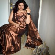 Festive kanse rangi tissue silk sari