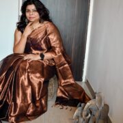 Lustrous teaLustrous teal tissue silk sareel tissue silk saree
