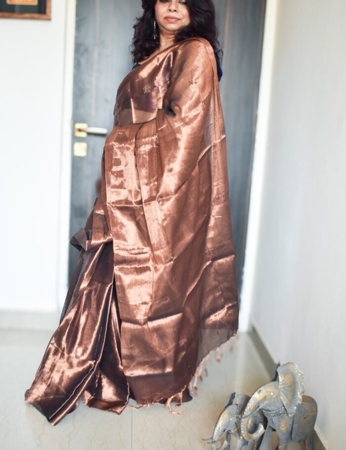 DSC_0450 Light teal tissue silk saree with metallic weave