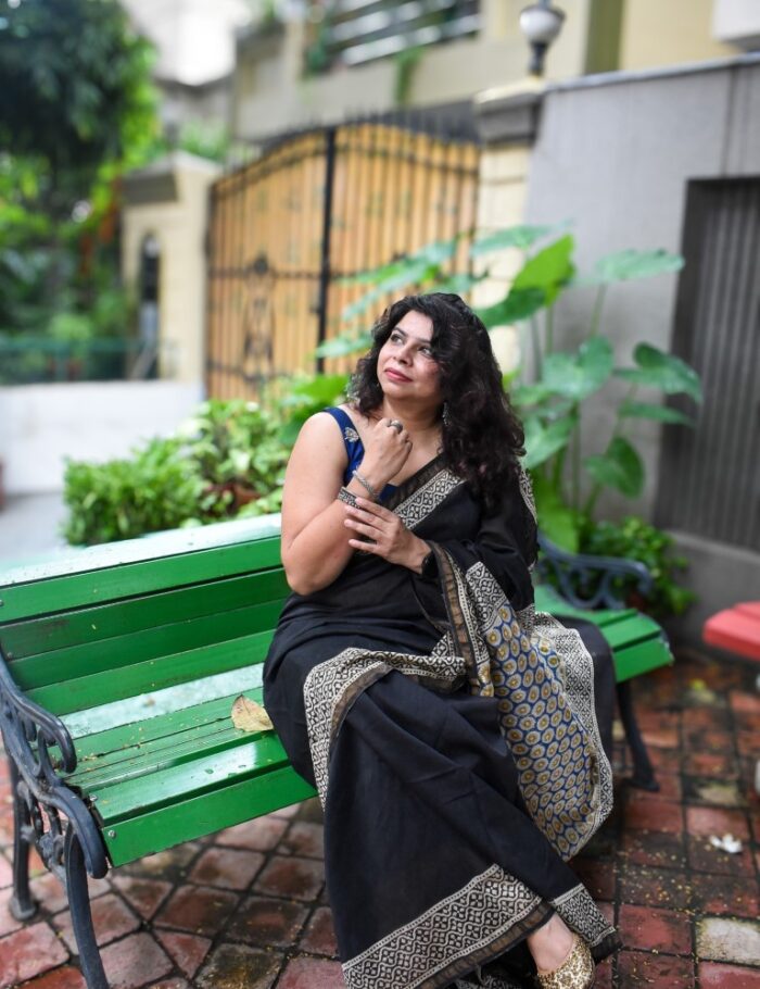 DSC_0801 Shadow & Stars Chanderi Bagru Saree