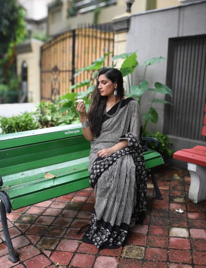 DSC_0807 Black Bagru Cotton Saree