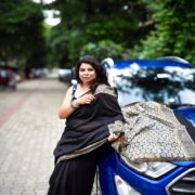 Minimal Chanderi Saree Bagru