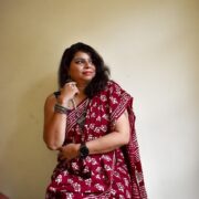 Kali Lakeer mul cotton Bagru saree