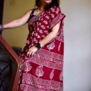 Ethnic Bagru cotton saree Kali Lakeer
