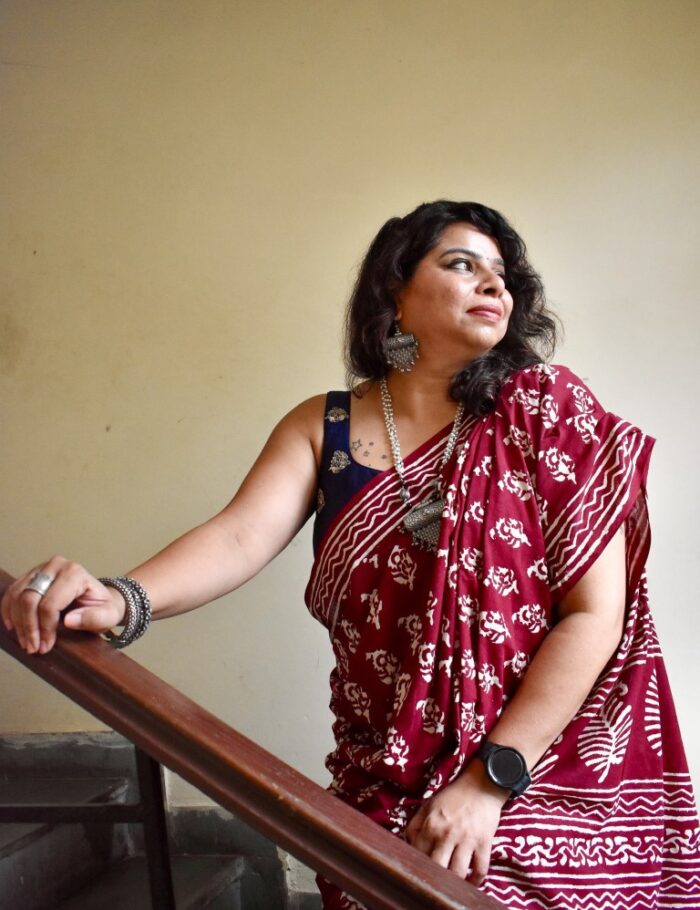 Light mul cotton saree Bagru print