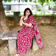Traditional Bagru cotton saree Kali Lakeer