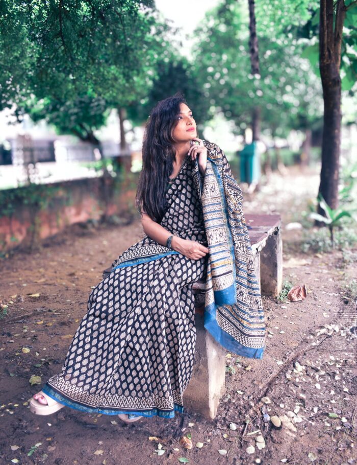 Traditional Chanderi Bagru Saree