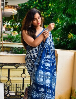 Neel Samandar Linen Handloom Saree