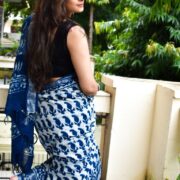 Blue Linen Handloom Saree