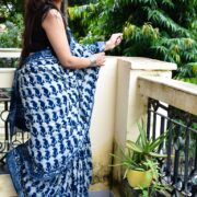 Neel Samandar Linen Saree