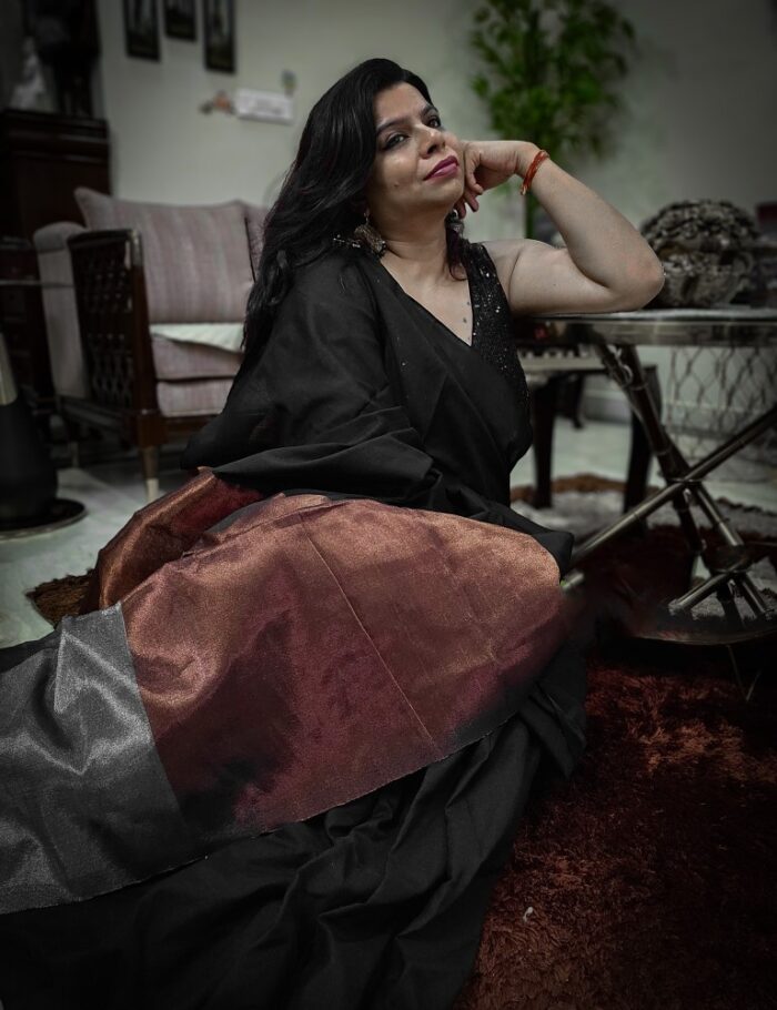 Khadi cotton saree “Kali Lehar”