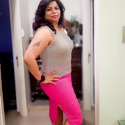 Short pink stripe skirt