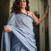 Beige mulmul handloom saree