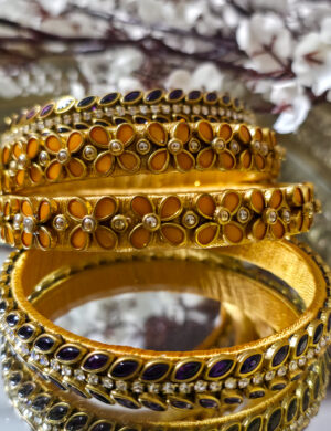 Ethnic silk-thread kundan bangles set