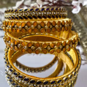 Copper purple silk-thread kundan bangles set
