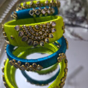 Green teal kundan bangles