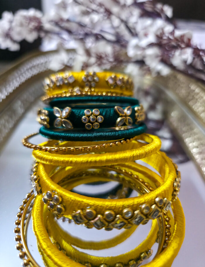 20250927_221329 Vibrant yellow-teal bangles