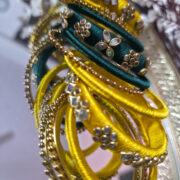 Yellow teal kundan bangles
