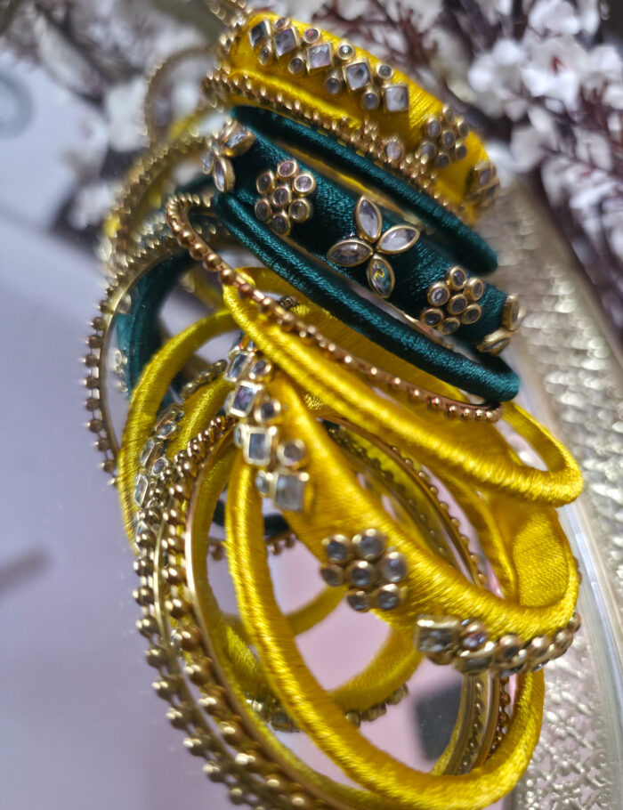 20250927_221345 Yellow teal kundan bangles