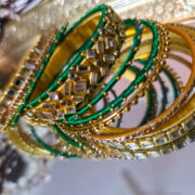 Green-gold silk thread bangle set
