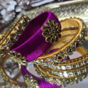 Magenta silk thread kundan bangles