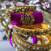 Magenta gold kundan bangles