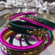 Green & Pink Silk Thread Bangles Set