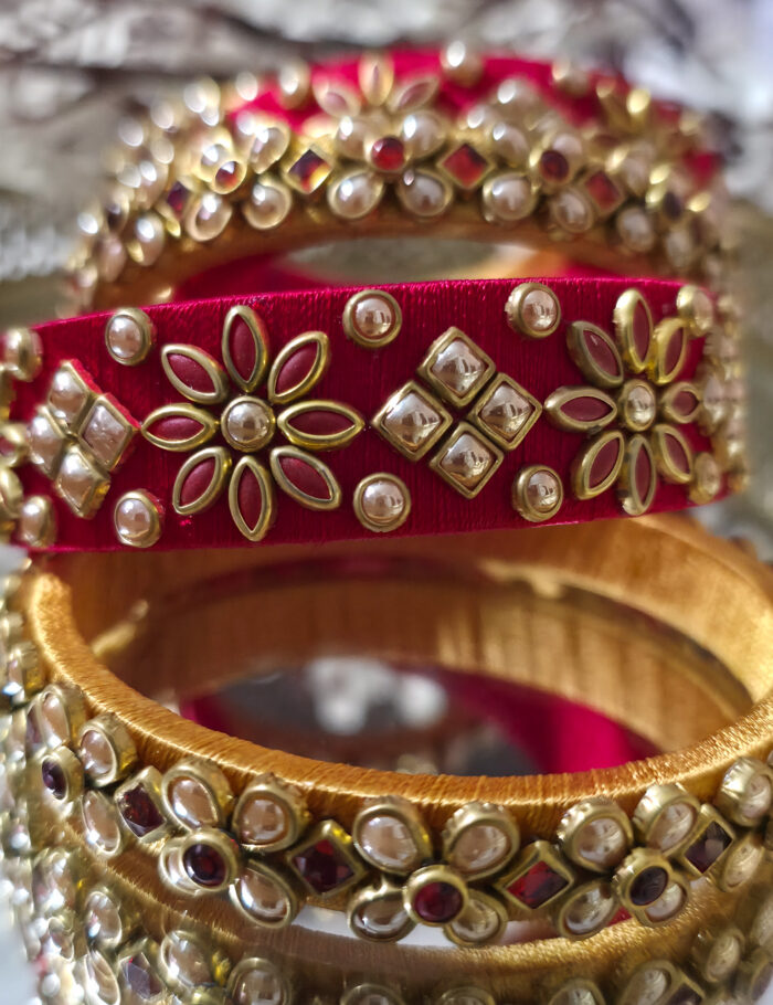 Red ethnic kundan bangles