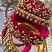 Red silk kundan bangles