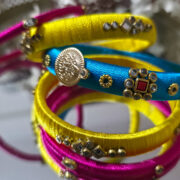 Blue Yellow Silk Thread Bangles