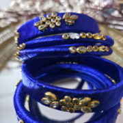 Hand-crafted silk thread kundan bangles (six count)